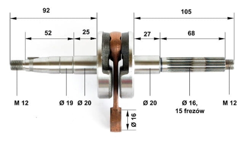 208100.022000 Wał korbowy 2T, Keeway Hurricane, Focus, Matrix