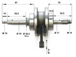 Wał korbowy 4t, 50 ccm biegówki